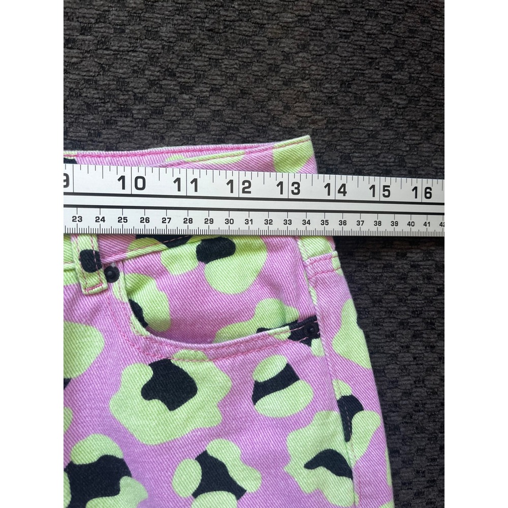 Hayley Elsaesser x TWIK Pink Green Leopard Print Wide Leg Jeans Size 27 Highrise - Picture 9 of 12